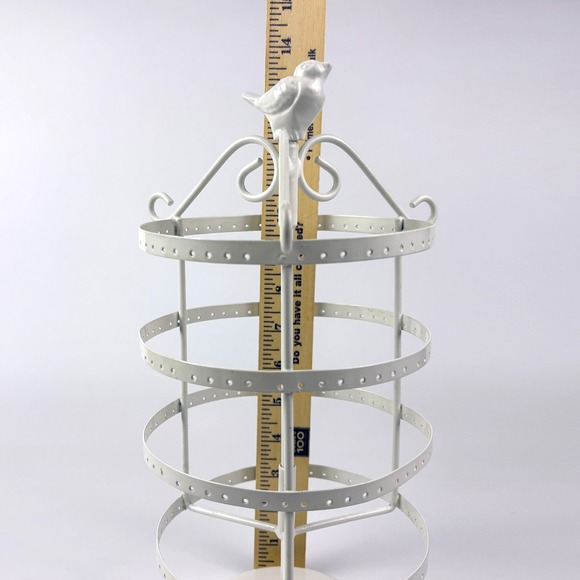 Urban Outfitters Spinning Bird Metal Jewelry Stand White Earrings Nacklaces See - Picture 9 of 10